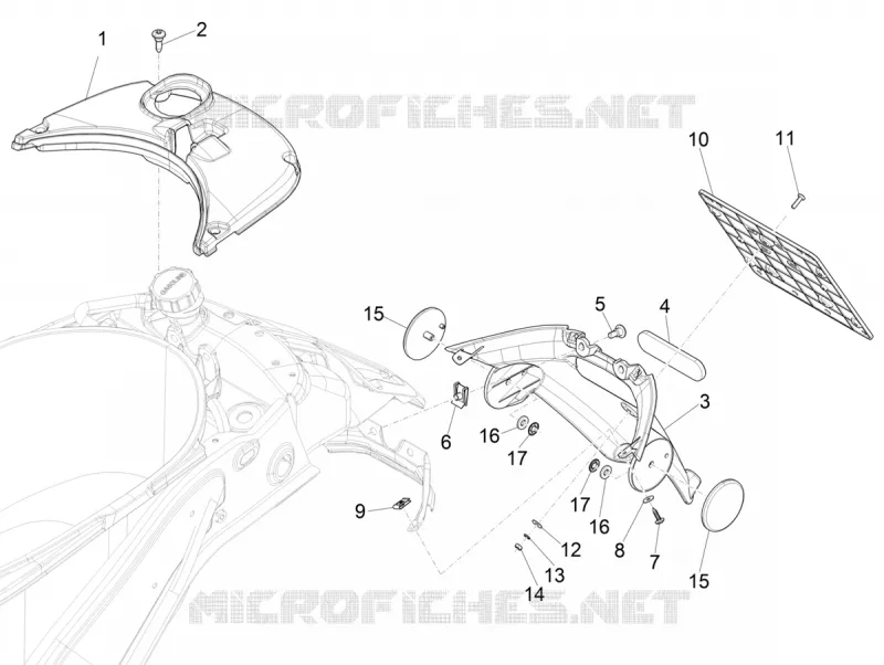 Couvercle arrière - Pare-boue VESPA VESPA-SCOOTER 125 SPRINT 2021  Sprint 125 4T 3V ie Euro 5 ABS
