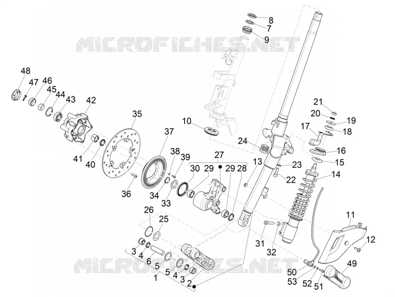 Fourche/tube direction - Ensemble butée dir. VESPA VESPA-SCOOTER 125 SPRINT 2021  Sprint 125 4T 3V ie Euro 5 ABS