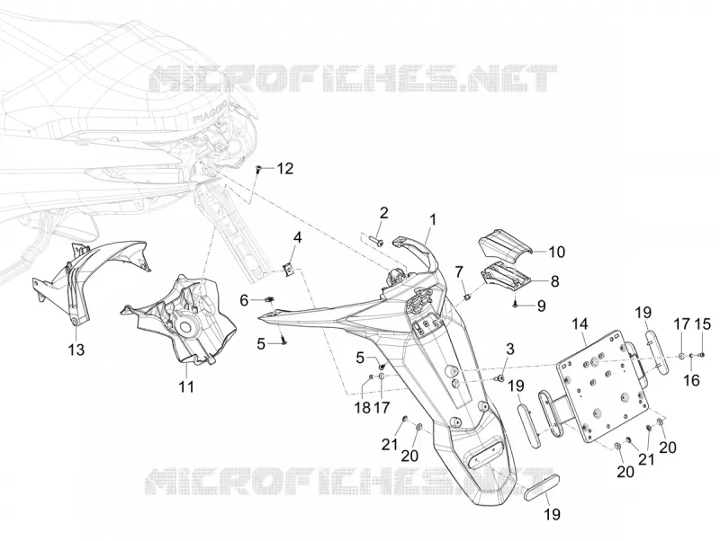 Couvercle arrière - Pare-boue PIAGGIO PIAGGIO-SCOOTER 310 MP3 2024  MP3 310 hpe - 310 hpe Sport E5+