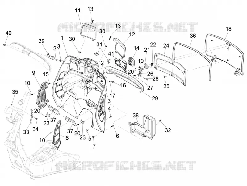 Coffre avant - Contre-tablier VESPA VESPA-SCOOTER 125 GTS 2022  Vespa GTS 125 ABS E5 Super - Super Sport - Super Tech