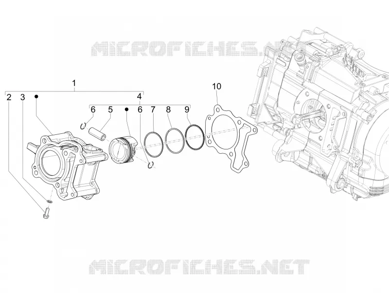 Groupe cylindre-piston-axe VESPA VESPA-SCOOTER 125 GTS 2025  Vespa GTS 125 E5+ Super Tech