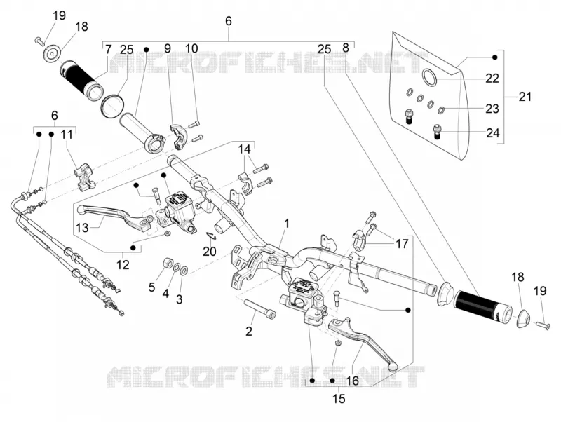 Guidon - Maître cylindre VESPA VESPA-SCOOTER 300 GTS 2022  Vespa GTS 300 ABS E5 Super - Super Sport - Super Tech