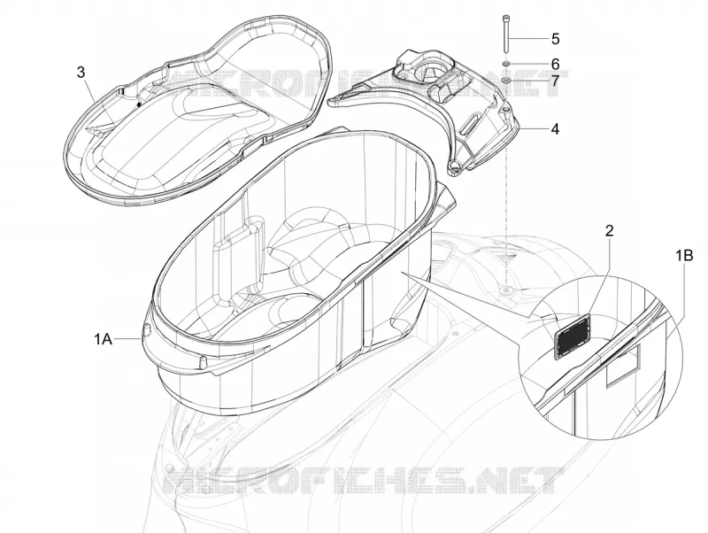 Logement casque - Dessous de selle VESPA VESPA-SCOOTER 300 GTS 2023  Vespa GTS 300 ABS E5 Super - Super Sport - Super Tech