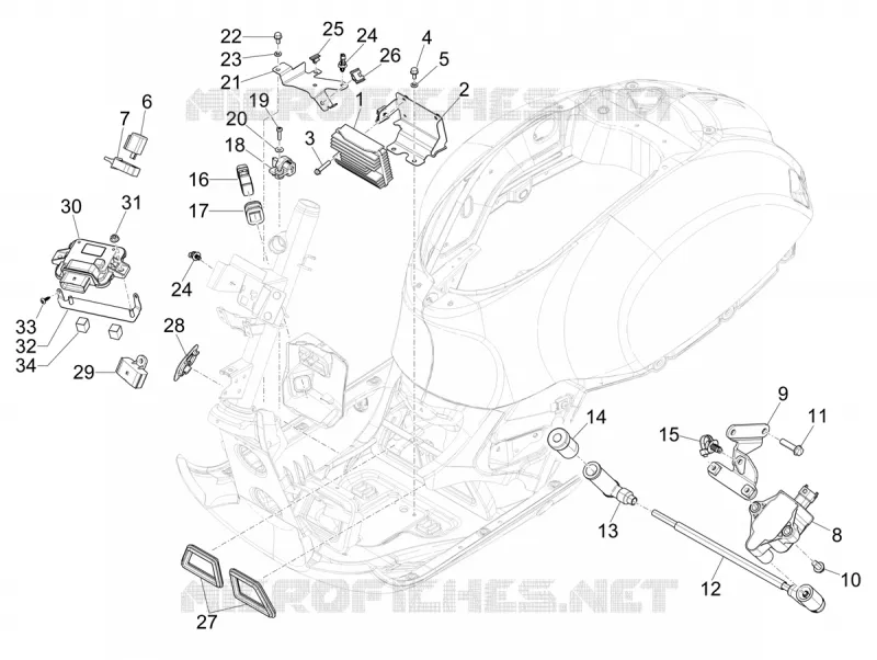 Régulateurs de tension - Centrales electroniques - Bobine H.T. VESPA VESPA-SCOOTER 300 GTS 2023  Vespa GTS 300 ABS E5 Super - Super Sport - Super Tech