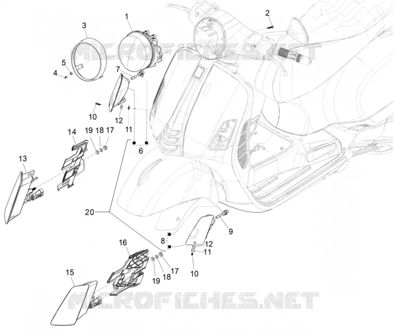 PHARE - CLIGNOTANTS AVANT VESPA VESPA-SCOOTER 300 GTS 2023  Vespa GTS 300 Super HPE 4T / 4V ie ABS E5
