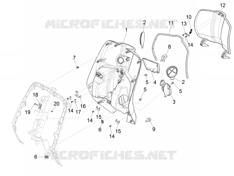 Coffre avant - Contre-tablier VESPA VESPA-SCOOTER 50 PRIMAVERA 2022  Primavera 50 4T 3V Euro 5