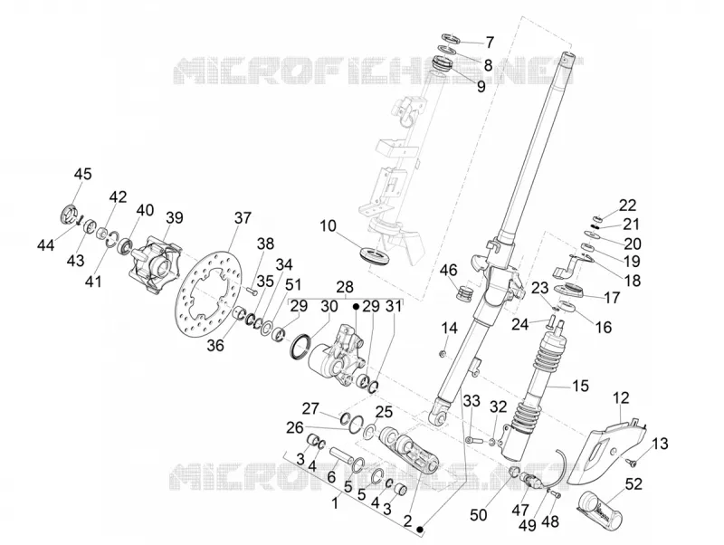 Fourche/tube direction - Ensemble butée dir. VESPA VESPA-SCOOTER 50 PRIMAVERA 2022  Primavera 50 4T 3V Euro 5
