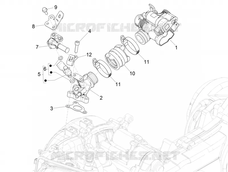 Boitier papillon - Injecteur - Pipe d'admission VESPA VESPA-SCOOTER 50 PRIMAVERA 2023  Vespa Primavera 50 4T 3V ie ABS E5 Mickey Mouse
