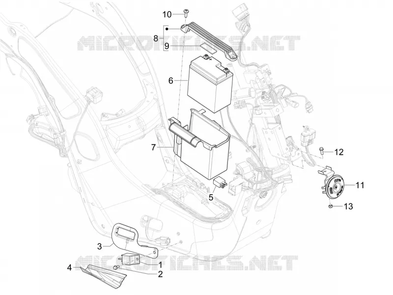Relais - Batterie - Avertisseur sonore VESPA VESPA-SCOOTER 50 PRIMAVERA 2024  Vespa Primavera 50 E5