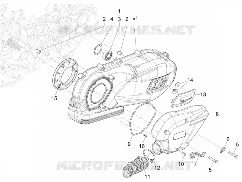 Couvercle carter - Refoidissement carter VESPA VESPA-SCOOTER 125 PRIMAVERA 2024  Vespa Primavera 125 TECH E5+