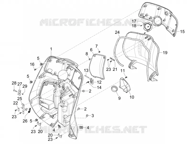 Coffre avant - Contre-tablier VESPA VESPA-SCOOTER ELECTRIC PRIMAVERA 2024  Vespa Primavera Elettrica TECH 70 km/h