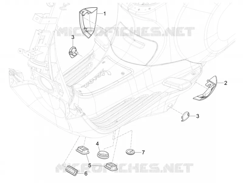 Couvertures laterales - Spoiler VESPA VESPA-SCOOTER ELECTRIC PRIMAVERA 2024  Vespa Primavera Elettrica TECH 70 km/h
