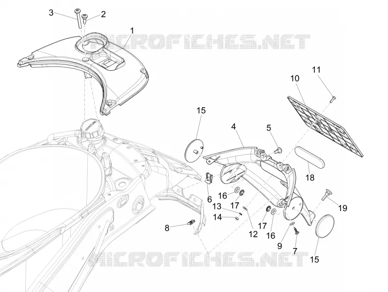 Couvercle arrière - Pare-boue VESPA VESPA-SCOOTER 50 SPRINT 2022  Vespa Sprint 50 E5 Justin Bieber