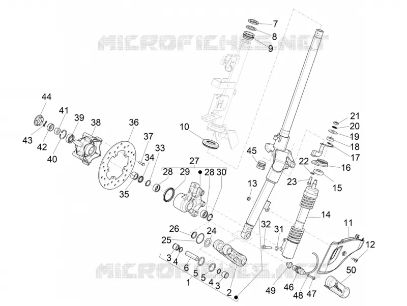 Fourche/tube direction - Ensemble butée dir. VESPA VESPA-SCOOTER 50 SPRINT 2024  Vespa Sprint 50 E5 Justin Bieber
