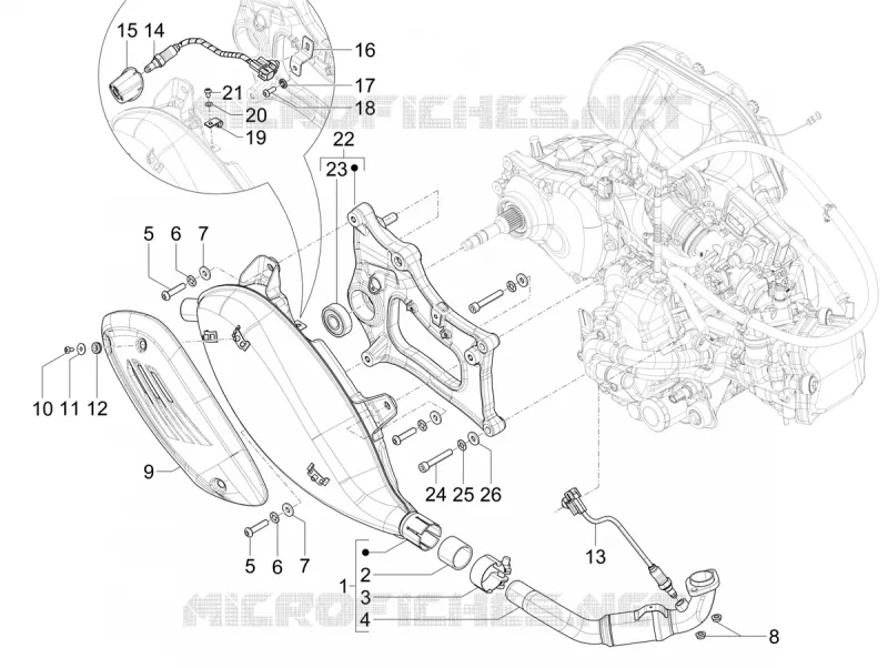 ECHAPPEMENT VESPA VESPA-SCOOTER 310 GTV 2025  Vespa GTV 310 E5+ ABS ASR