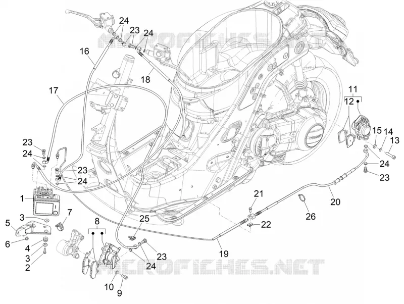 Tuyaus du freins - Etriers de frein (ABS) VESPA VESPA-SCOOTER 310 GTV 2025  Vespa GTV 310 E5+ ABS ASR