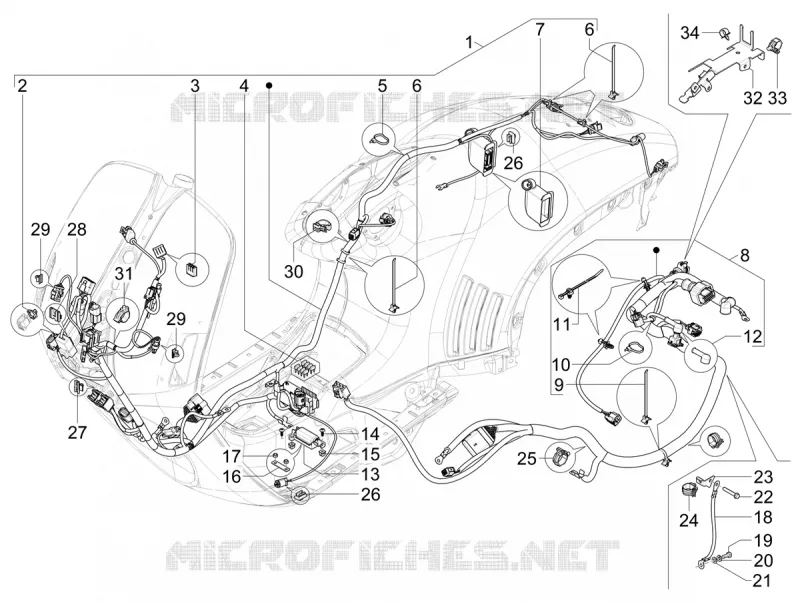 FAISCEAU ELECTRIQUE PRONCIPAL VESPA VESPA-SCOOTER 150 946 2023  Vespa 946 150 E5 10° Anniversario