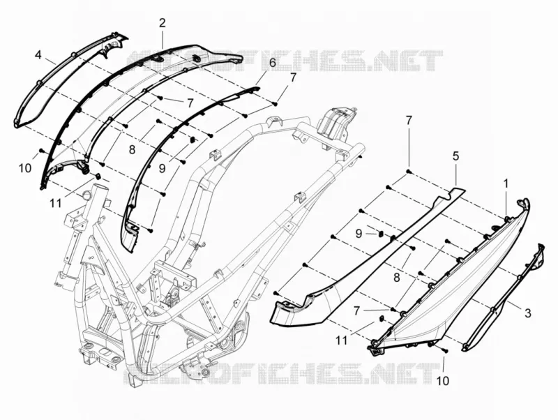 Couvertures laterales - Spoiler PIAGGIO PIAGGIO-SCOOTER 350 BEVERLY 2014  Beverly 4T 4V ie E3 Sport Touring