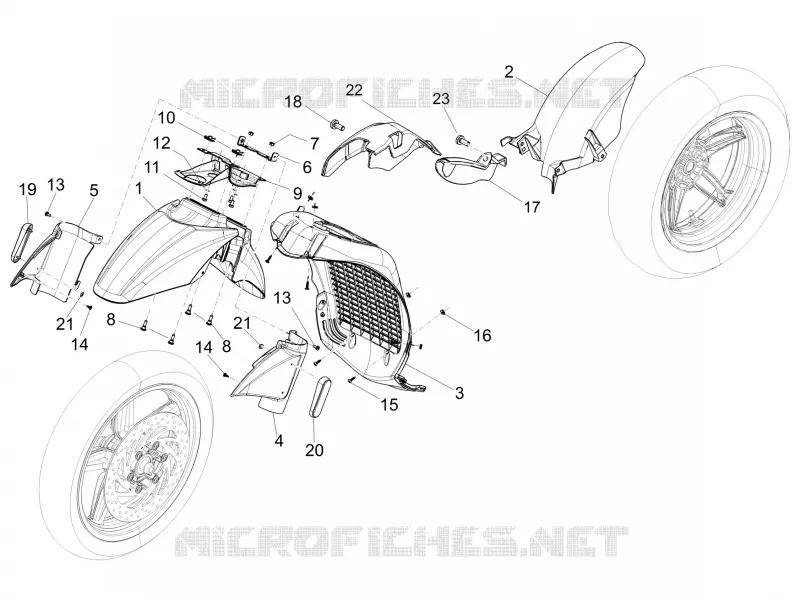 Logement roue - Garde boue PIAGGIO PIAGGIO-SCOOTER 350 BEVERLY 2013  Beverly 4T 4V ie E3 Sport Touring