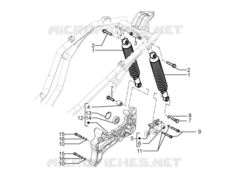 Suspension arrière - Amortisseur/s PIAGGIO PIAGGIO-SCOOTER 350 BEVERLY 2013  Beverly 4T 4V ie E3 Sport Touring