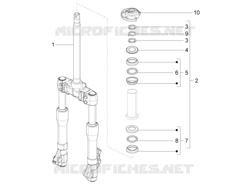 Fourche/tube direction - Ensemble butée dir. PIAGGIO PIAGGIO-SCOOTER 350 BV 2012  BV 4T 4V ie E3