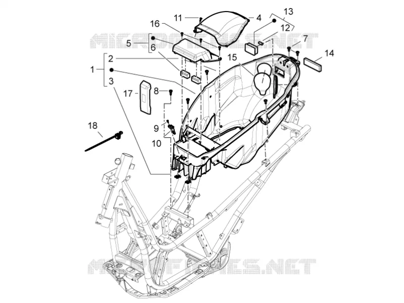 Logement casque - Dessous de selle PIAGGIO PIAGGIO-SCOOTER 350 BV 2013  BV 4T 4V ie E3