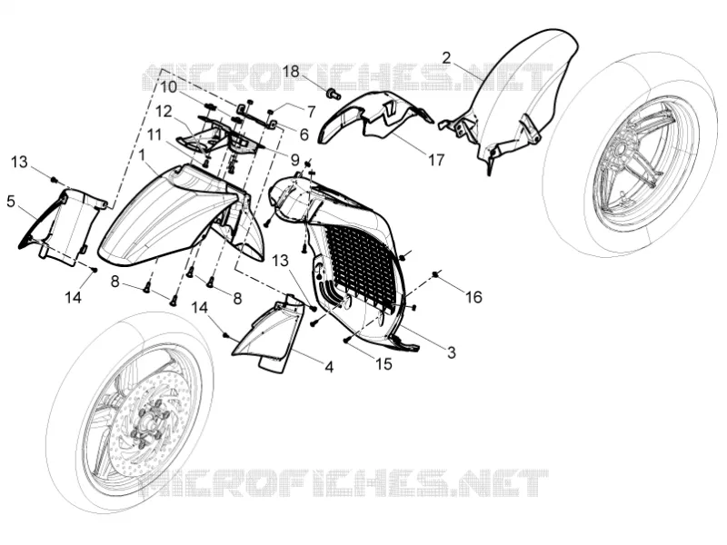 Logement roue - Garde boue PIAGGIO PIAGGIO-SCOOTER 350 BV 2013  BV 4T 4V ie E3