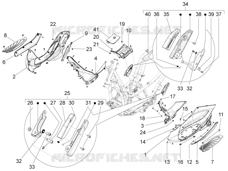 Protection centrale - Repose-pieds PIAGGIO PIAGGIO-SCOOTER 350 BV 2013  BV 4T 4V ie E3