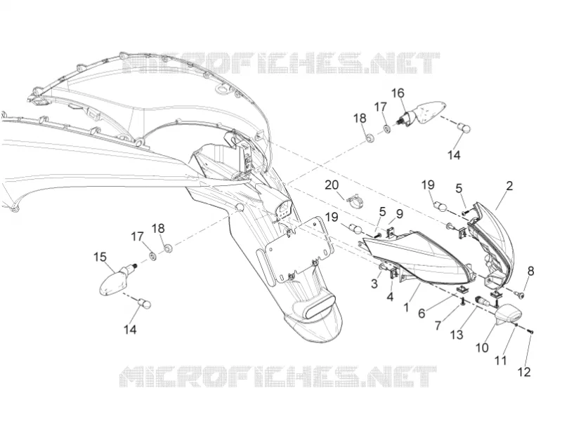 Eclairages arrière - Clignotants PIAGGIO PIAGGIO-SCOOTER 350 BV 2015  BV 4T 4V ie E3 ABS