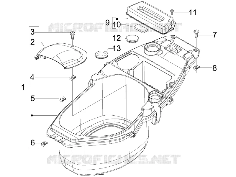 Logement casque - Dessous de selle PIAGGIO PIAGGIO-SCOOTER 100 FLY 2014  Fly 4T