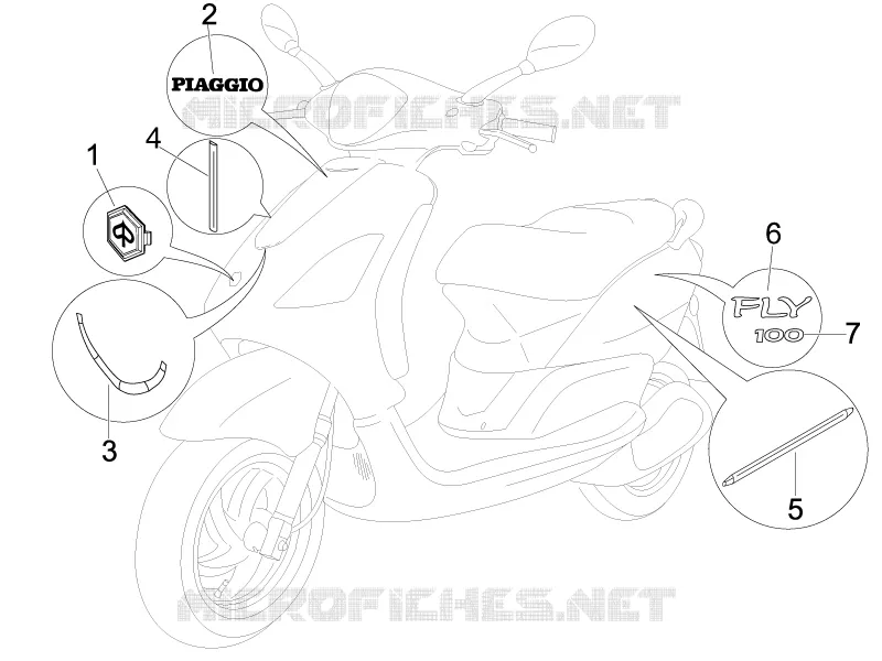 Monogrammes - Decorations PIAGGIO PIAGGIO-SCOOTER 100 FLY 2012  Fly 4T