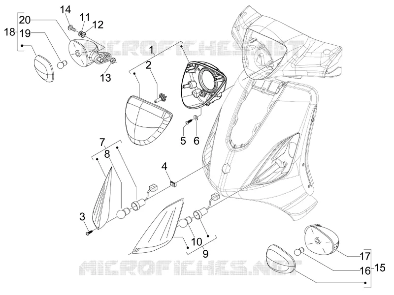 Eclairages avant - Clignotants PIAGGIO PIAGGIO-SCOOTER 150 FLY 2012  Fly 4T