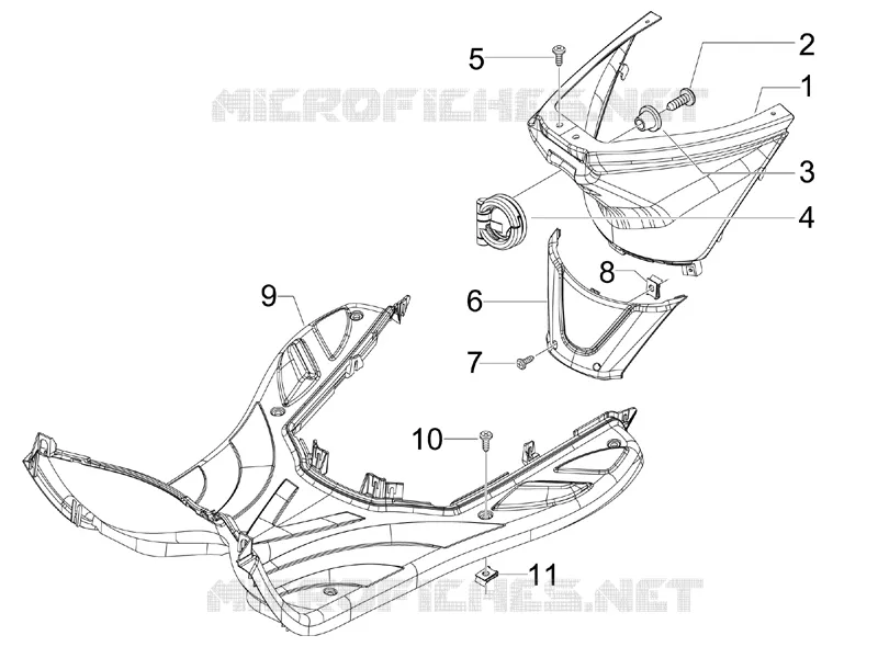 Protection centrale - Repose-pieds PIAGGIO PIAGGIO-SCOOTER 150 FLY 2010  Fly 4T