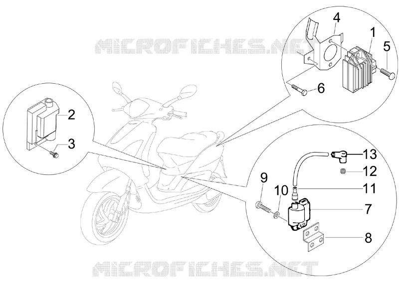 Régulateurs de tension - Centrales electroniques - Bobine H.T. PIAGGIO PIAGGIO-SCOOTER 150 FLY 2008  Fly 4T