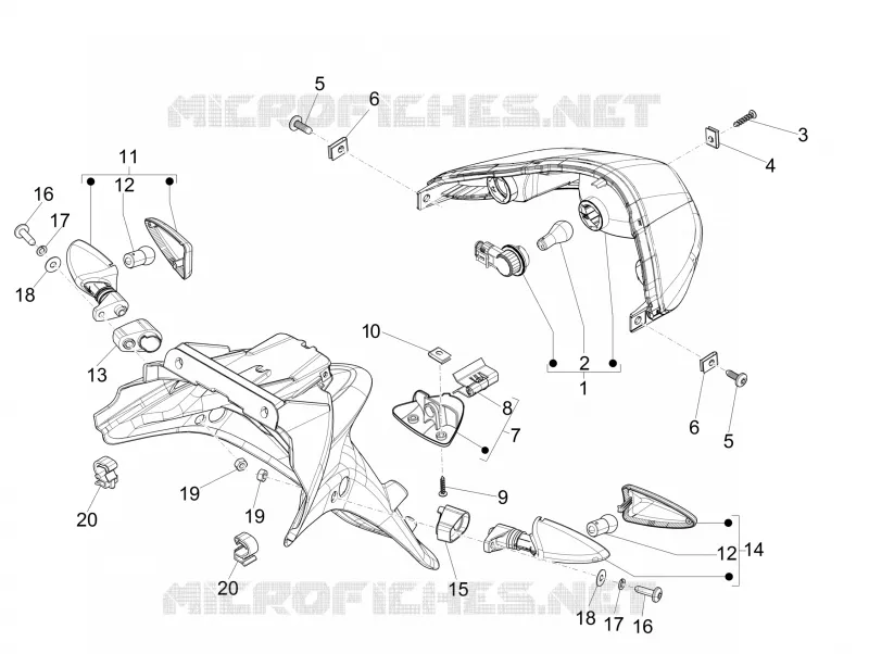 Eclairages arrière - Clignotants PIAGGIO PIAGGIO-SCOOTER 150 FLY 2013  Fly 4T 3V ie
