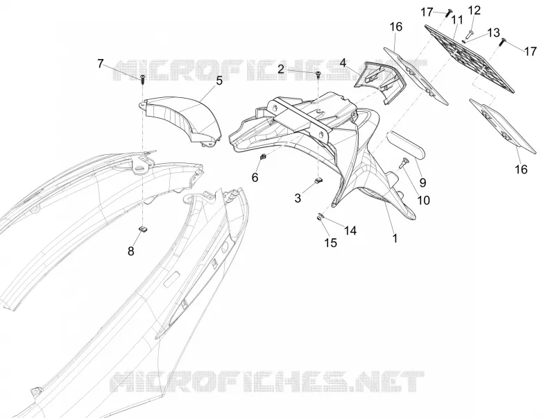 Couvercle arrière - Pare-boue PIAGGIO PIAGGIO-SCOOTER 150 FLY 2016  Fly 4T 3V ie