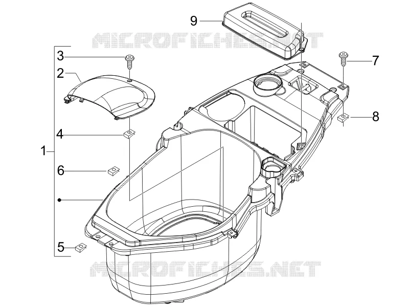 Logement casque - Dessous de selle PIAGGIO PIAGGIO-SCOOTER 50 FLY 2010  Fly 2T