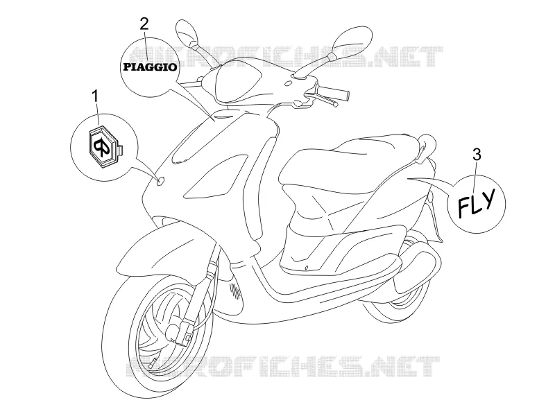 Monogrammes - Decorations PIAGGIO PIAGGIO-SCOOTER 50 FLY 2005  Fly 2T 25 Km/h (B-NL)
