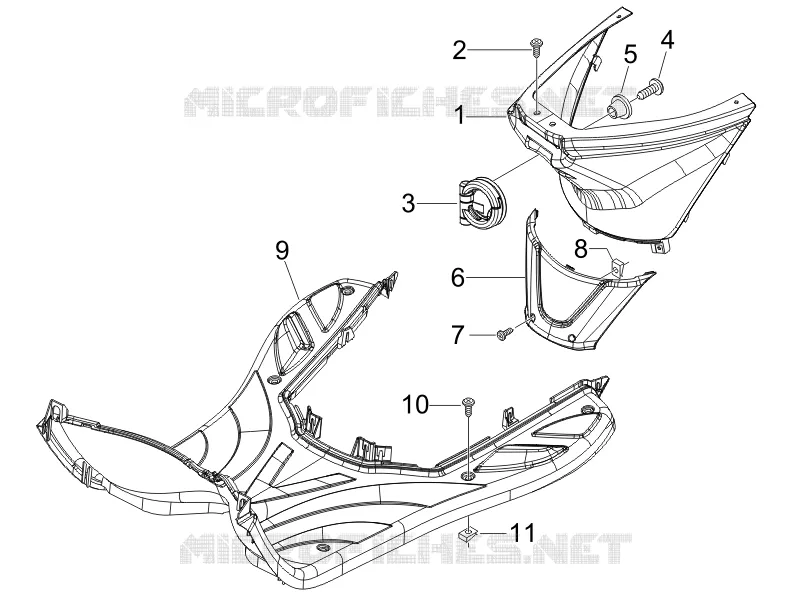 Protection centrale - Repose-pieds PIAGGIO PIAGGIO-SCOOTER 50 FLY 2005  Fly 2T 25 Km/h (B-NL)
