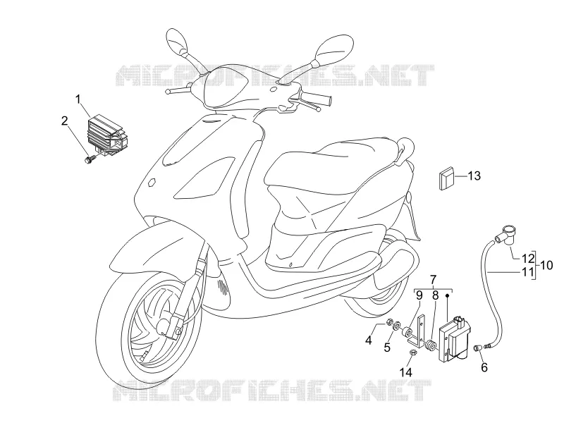 Régulateurs de tension - Centrales electroniques - Bobine H.T. PIAGGIO PIAGGIO-SCOOTER 50 FLY 2005  Fly 2T 25 Km/h (B-NL)