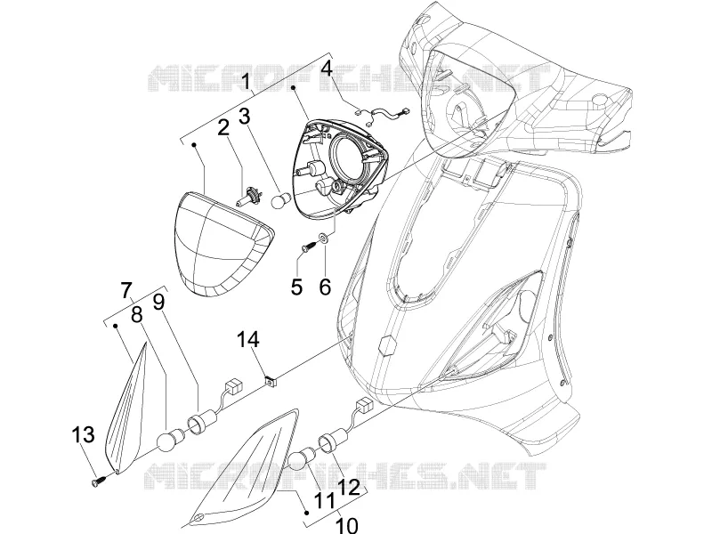 Eclairages avant - Clignotants PIAGGIO PIAGGIO-SCOOTER 50 FLY 2009  Fly 4T (25-30Km/h)