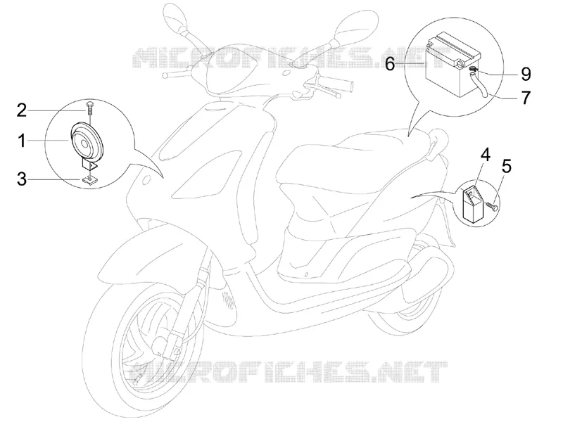 Relais - Batterie - Avertisseur sonore PIAGGIO PIAGGIO-SCOOTER 50 FLY 2006  Fly 4T