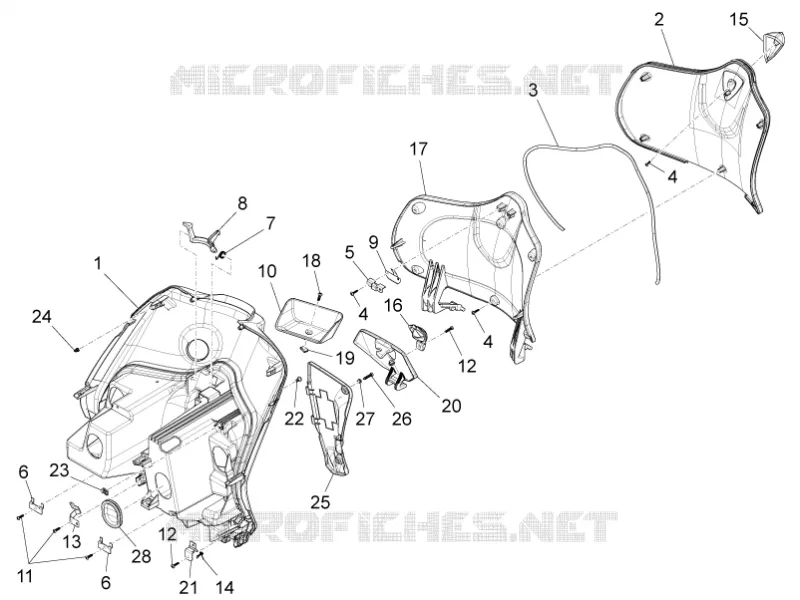 Coffre avant - Contre-tablier PIAGGIO PIAGGIO-SCOOTER 50 FLY 2013  Fly 4T 2V 25-30Km/h