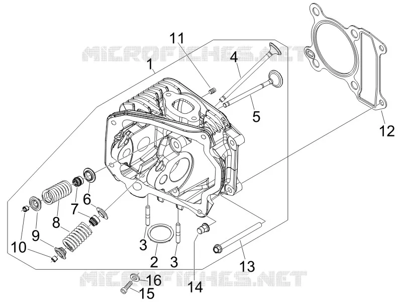 Ensemble culasse - Soupape PIAGGIO PIAGGIO-SCOOTER 50 FLY 2014  Fly 4T 2V 25-30Km/h