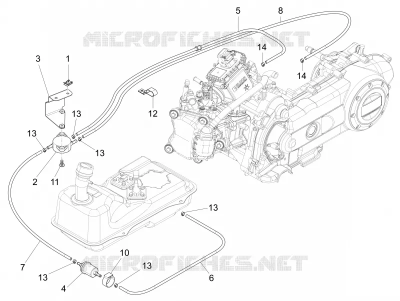Instalation de l'alimentation PIAGGIO PIAGGIO-SCOOTER 50 FLY 2016  Fly 4T 2V 25-30Km/h