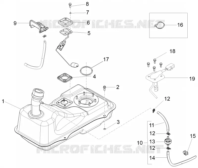 Réservoir carburant PIAGGIO PIAGGIO-SCOOTER 50 FLY 2015  Fly 4T 2V 25-30Km/h
