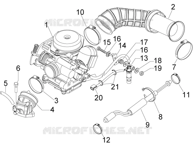 Carburateur complet - Raccord d'admission PIAGGIO PIAGGIO-SCOOTER 50 FLY 2014  Fly 4T 4V