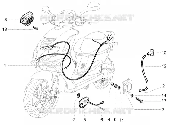 Faisc. de câbles - Régulateur - bobine H.T. PIAGGIO PIAGGIO-SCOOTER 50 NRG Before 200  NRG Power DD