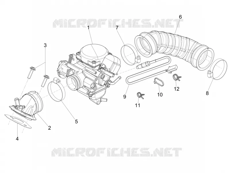 Carburateur complet - Raccord d'admission PIAGGIO PIAGGIO-SCOOTER 125 LIBERTY 2007  Liberty 4T Delivery E3