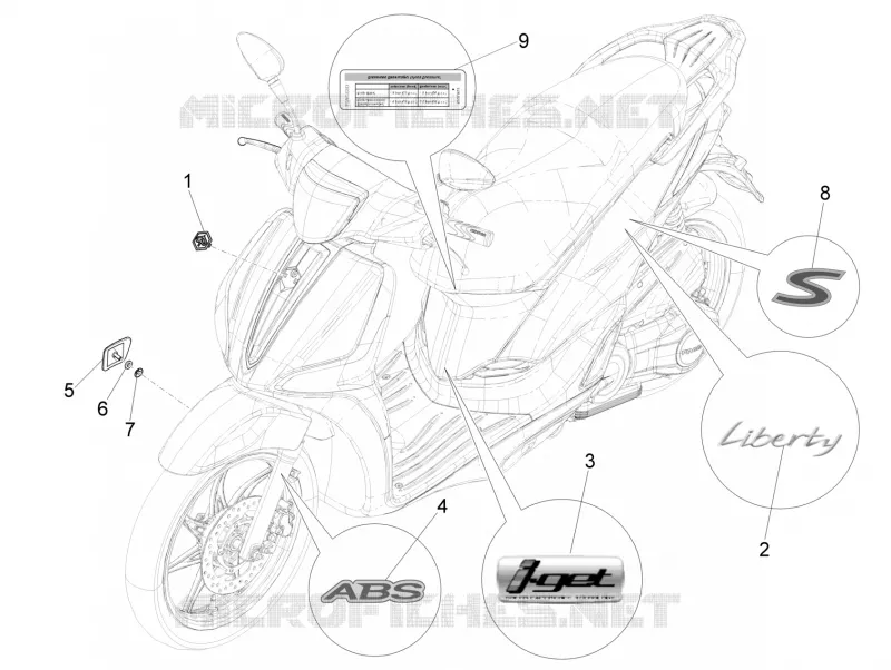 Monogrammes - Decorations PIAGGIO PIAGGIO-SCOOTER 125 LIBERTY 2015  Liberty iGet 4T 3V ie ABS